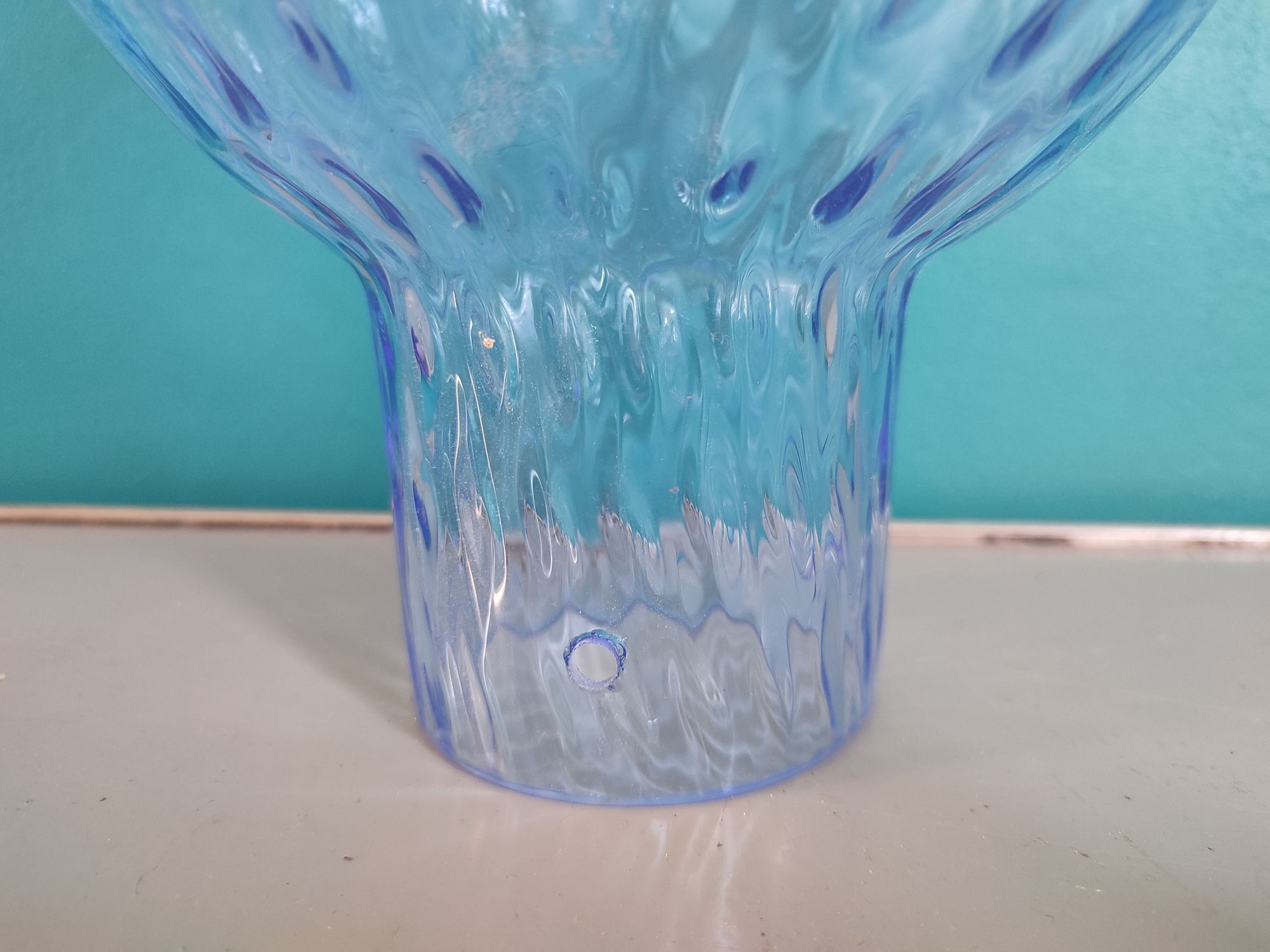 Old luminaire blown glass color blue ball