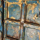 Old door in blue wood