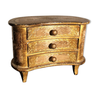 Jewelry box with gilded wooden drawers