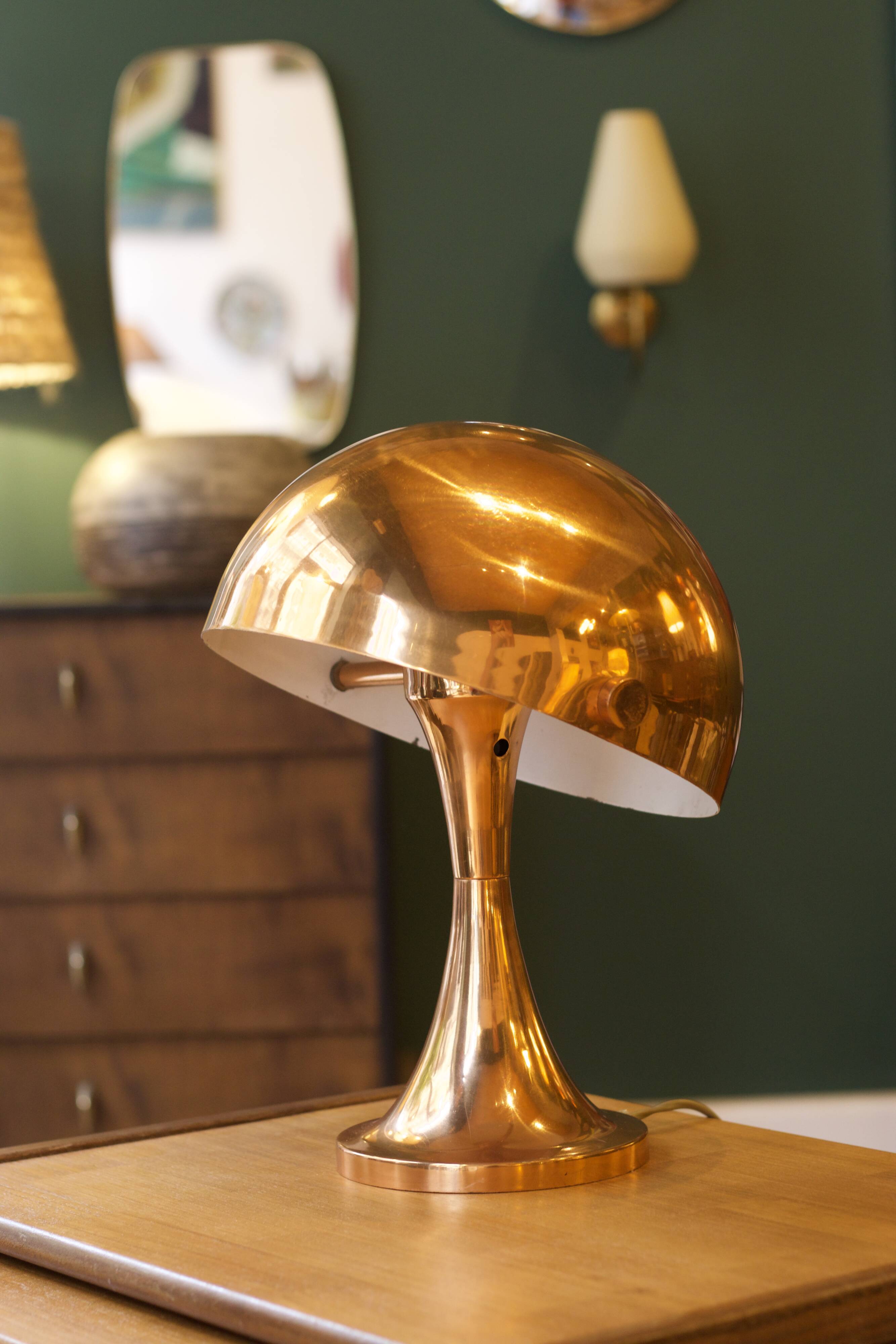 Lampe de table “champignon” Space Âge en métal cuivré, 1960