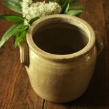 Grey glazed stoneware pot two handles 5 L