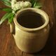 Grey glazed stoneware pot two handles 5 L