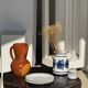 Small water butter dish in vintage earthenware with blue and orange floral patterns D10