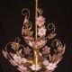Vintage Murano Glass Chandelier Pink Flowers, 1970