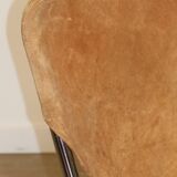 Vintage Suede and Chrome Metal Armchair, 1970s