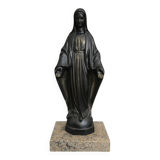 Ancient statue of the Virgin Mary – patinated cast on a marble base