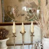 Set of 3 brass candle holders