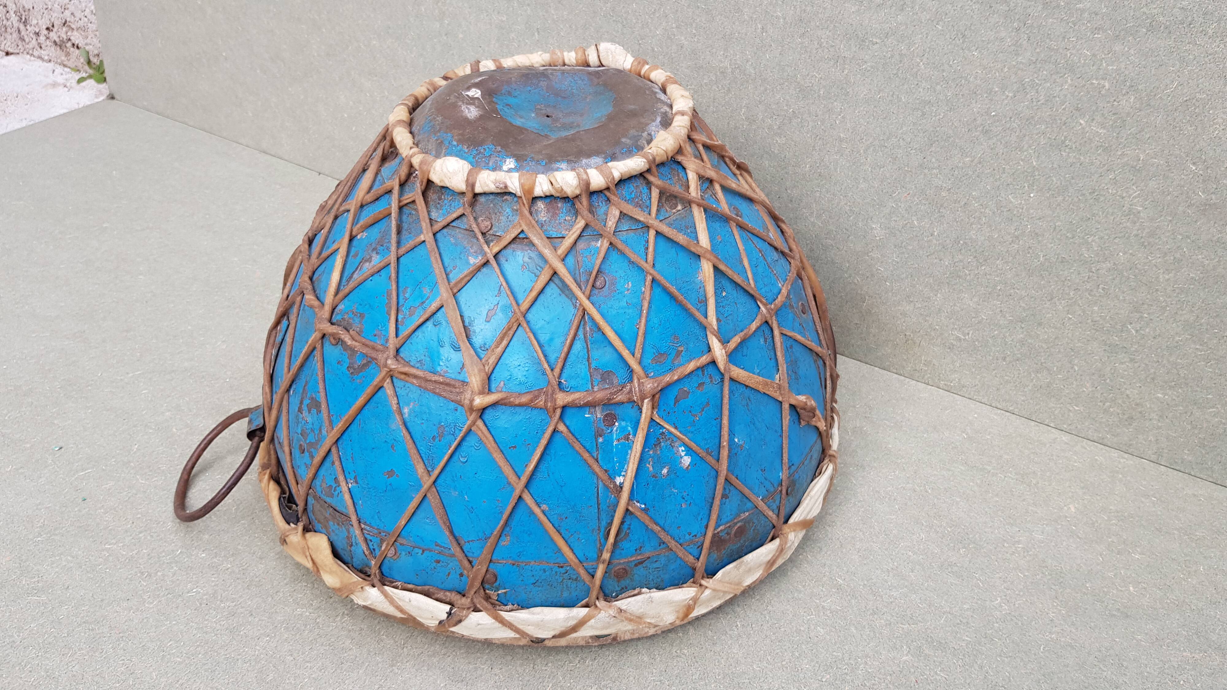 Old Indian "Nagara" drum in blue metal