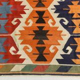 8x12 Multicolor Geometric Vintage Kilim Rug, 252x361Cm
