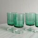 4 translucent green glass shot glasses