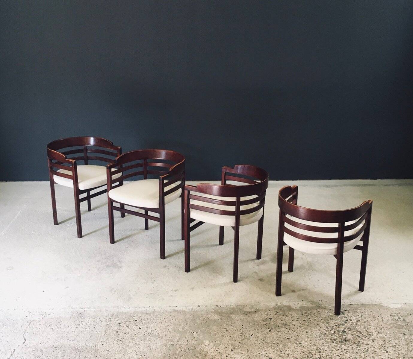 Mid-Century Modern Curved Dining Chairs, Italy, 1970s, Set of 6