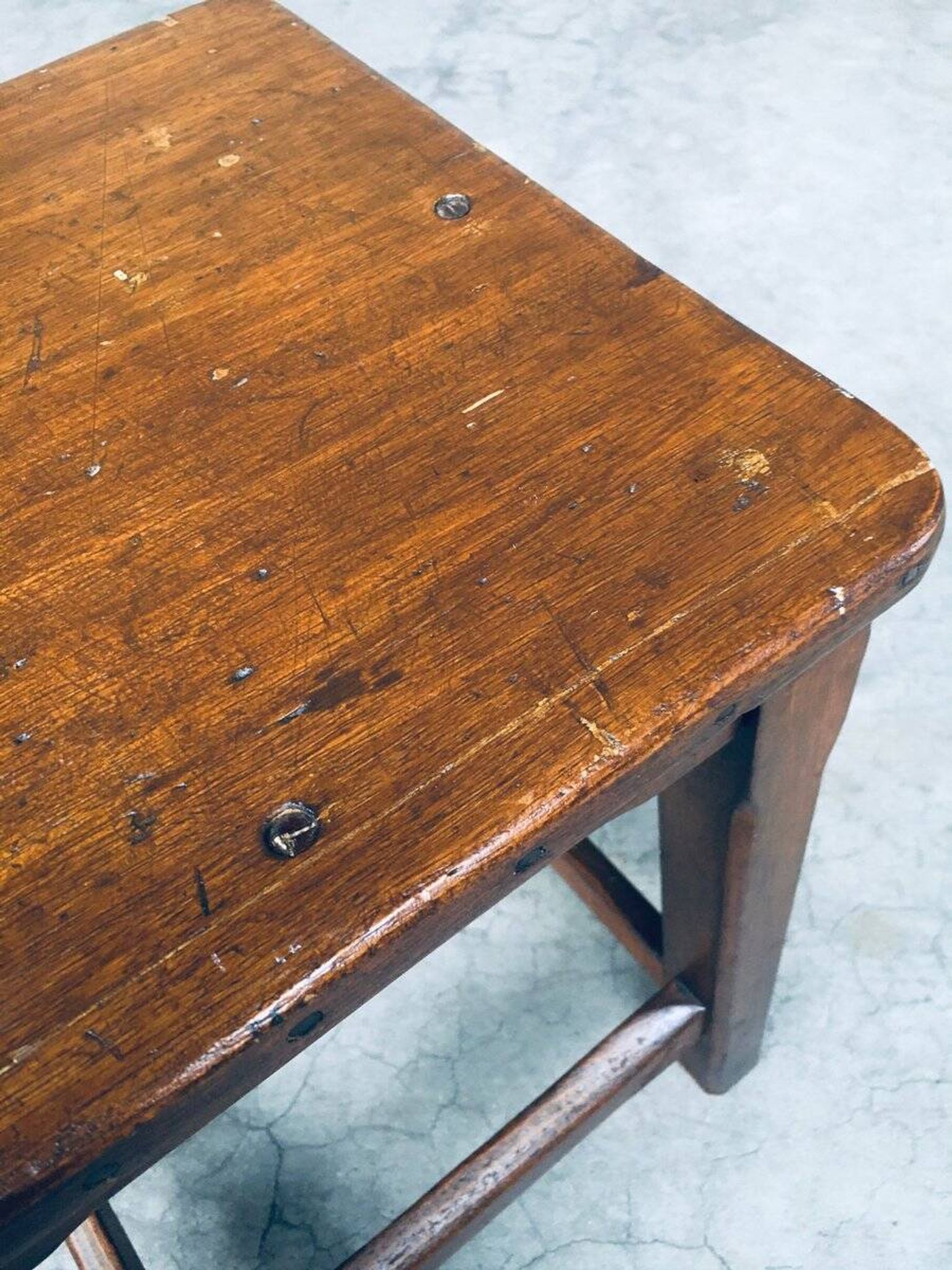 Set of Belgian Handcrafted Wooden Stools, 1940s