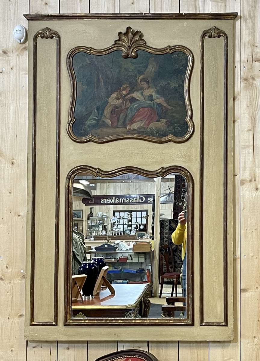 Trumeau Louis XV - late nineteenth - Romantic painting - 1m65x1m05