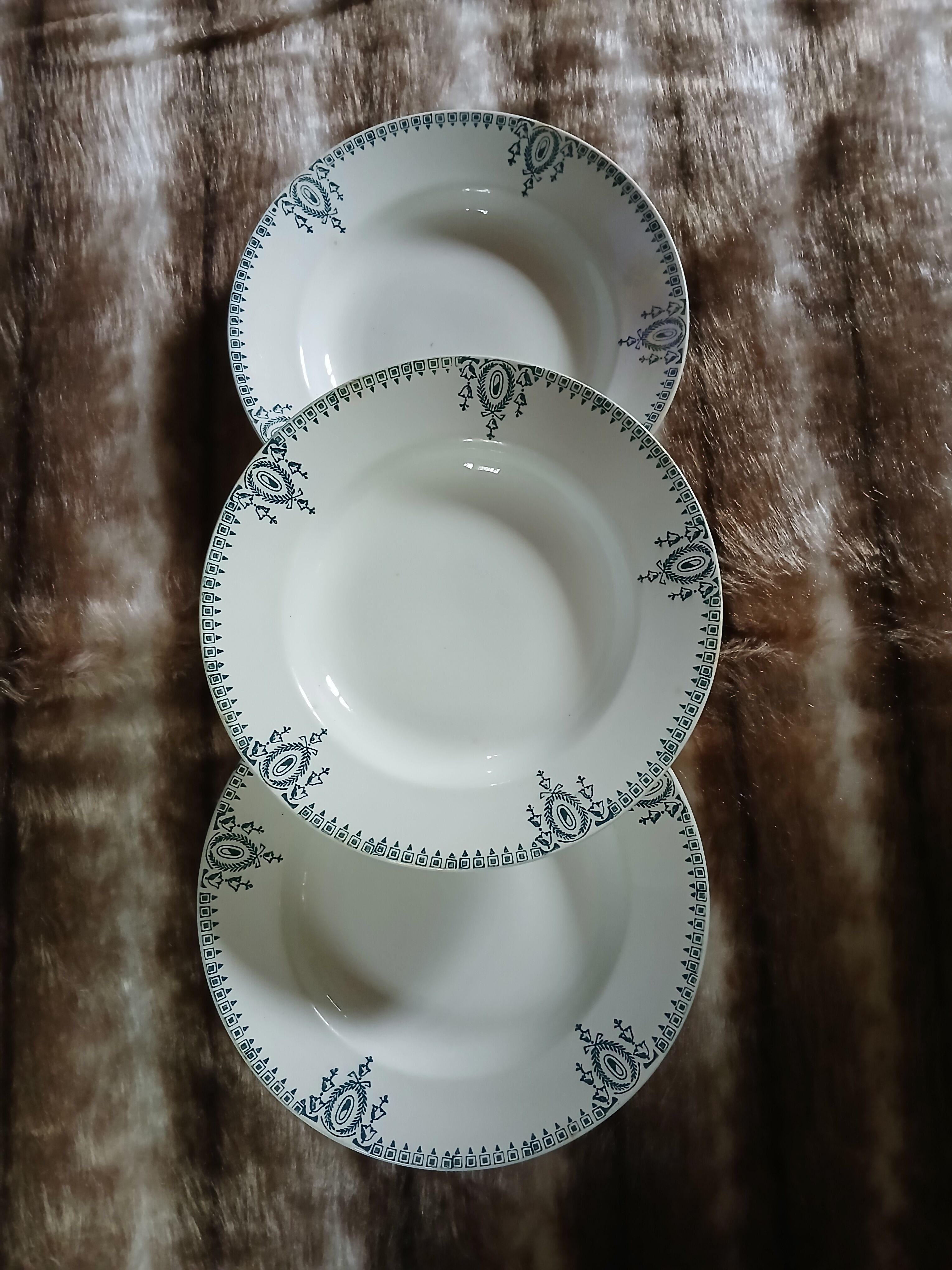 3 antique deep plates in ironstone