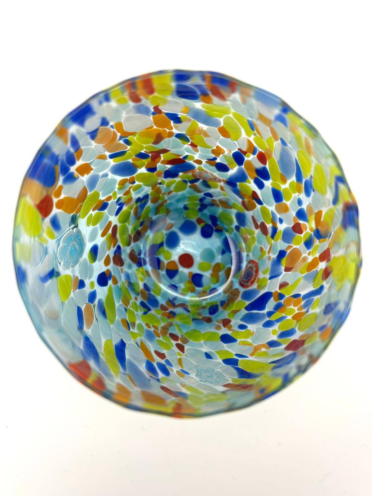 Set of 6 blown glass glasses with Murano murrine.