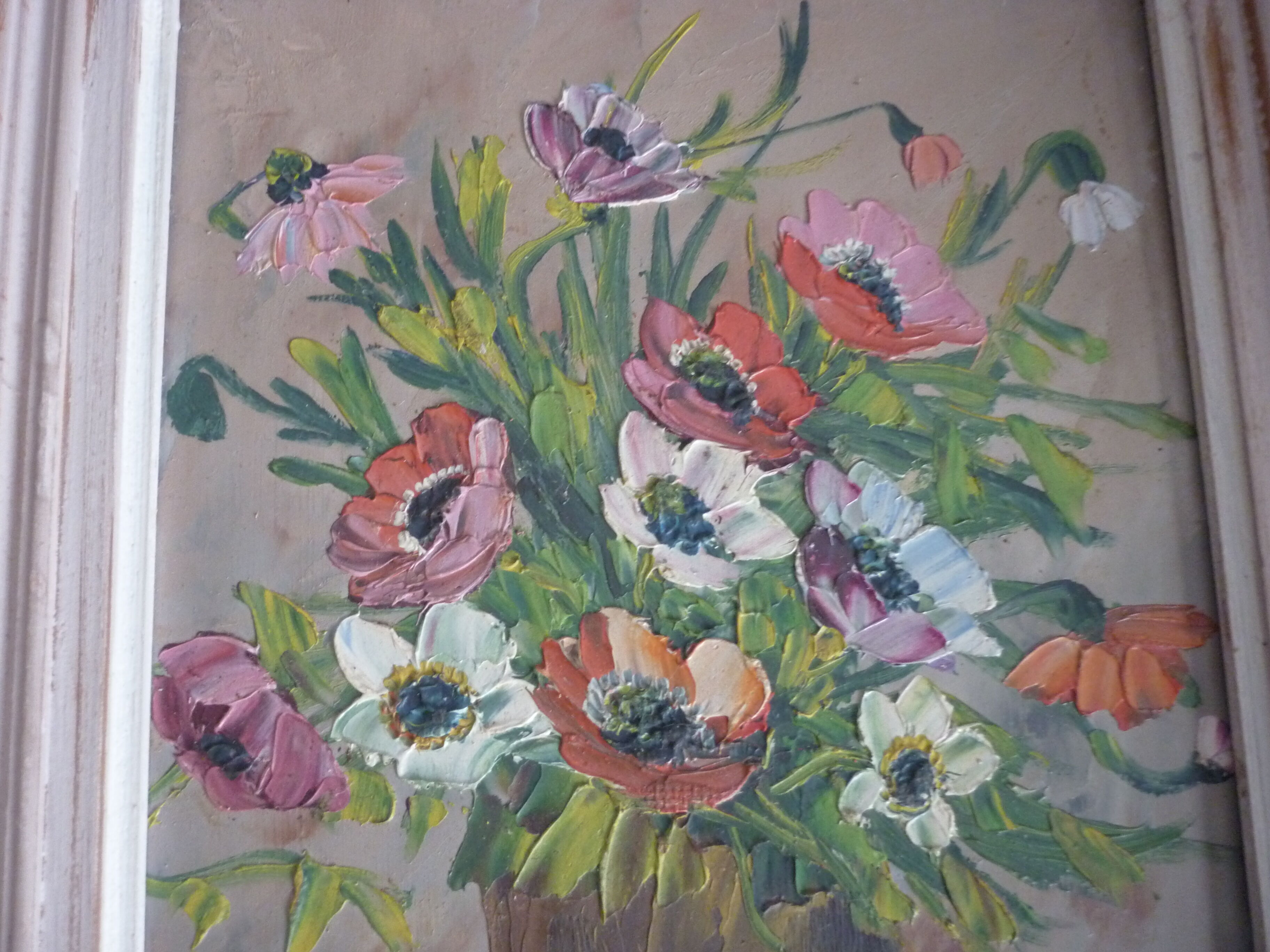 Painting painting bouquet flowers signed L.Audrey