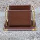 Letter holder in Havana leather and gold metal Longchamp from the 70s