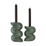 Duo of candle holders - ALMOND GREEN