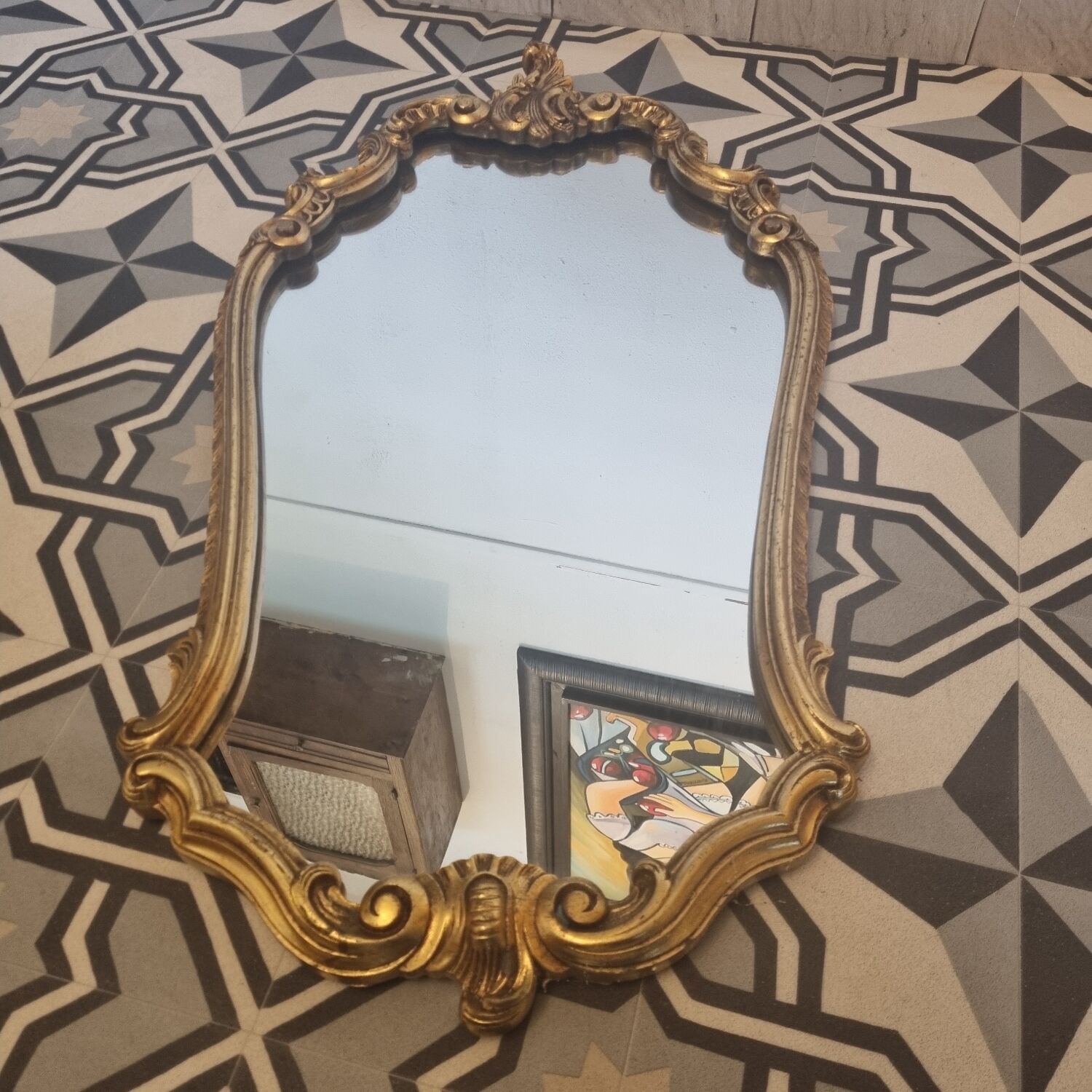 Baroque mirror Louis XV gilded wood (83 x 45cm)