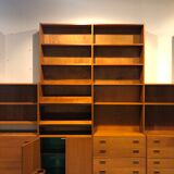 Danish large modular teak shelving unit bookcase, 70s