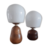 Pair of opaline wood lamps