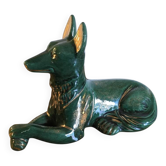 Chien en faïence verte, 1970