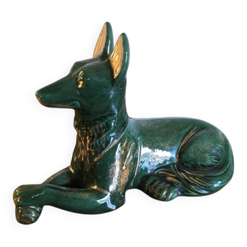 Green ceramic dog, 1970