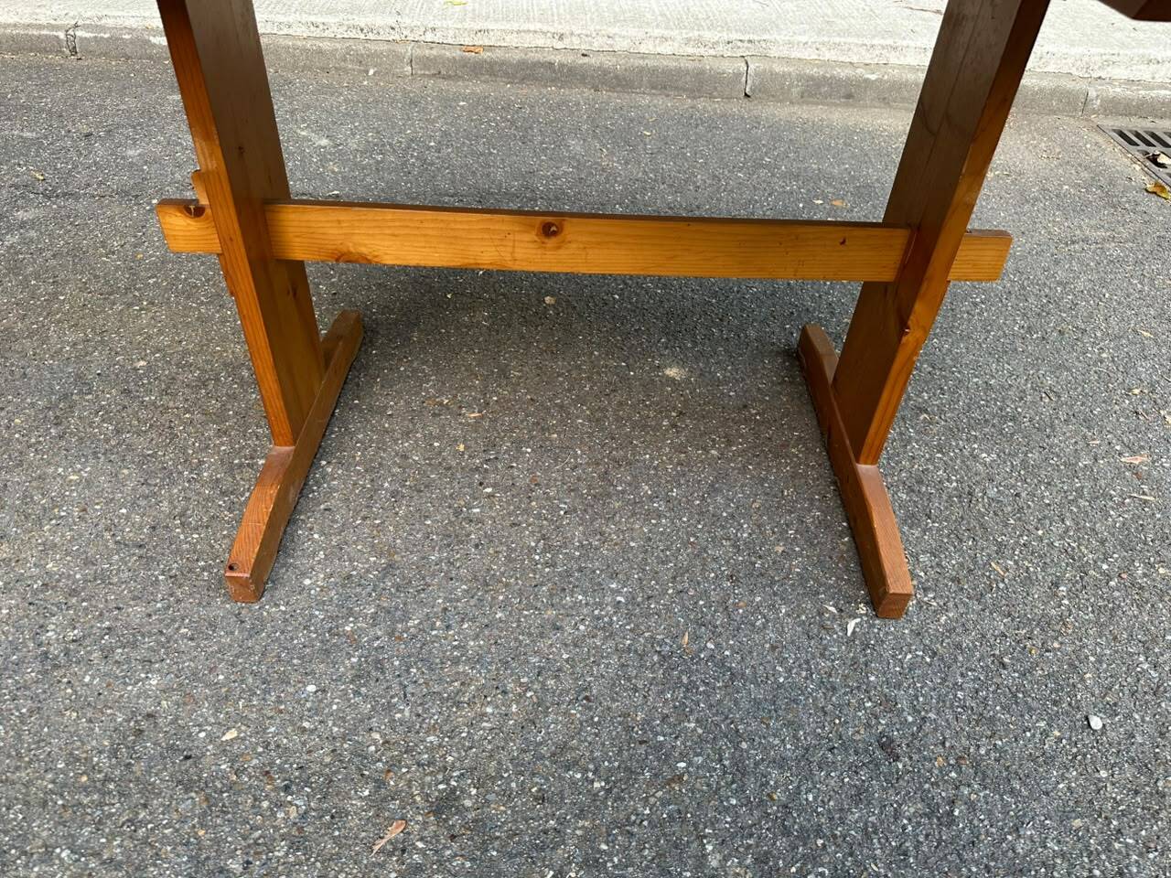 Brutalist kitchen/dining table in solid pine & ceramic (112x67 cm) 1