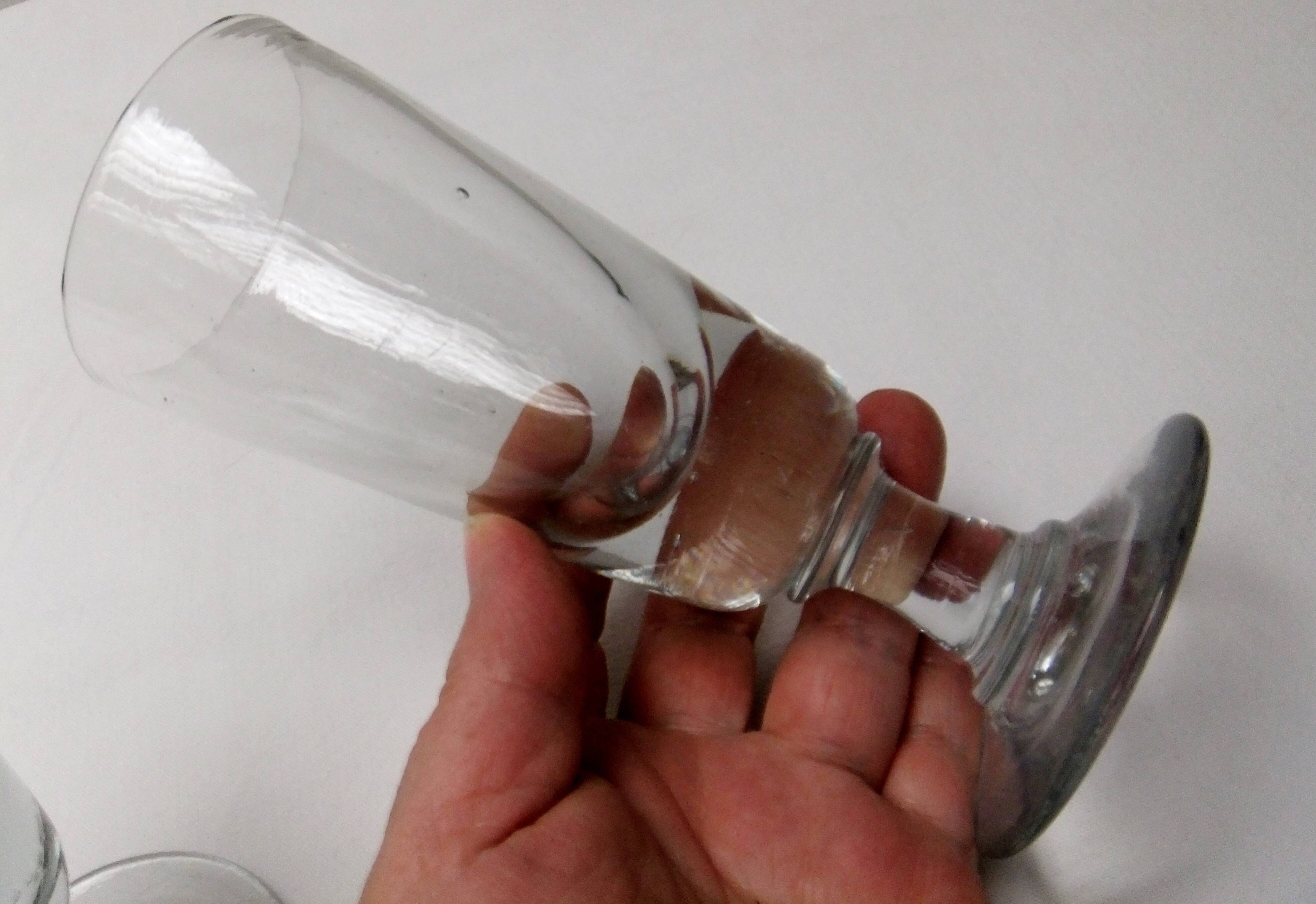 2 old bistro absinthe glasses blown glass on feet 16 cm collection