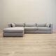 Canapé d'angle gris, design scandinave, années 2000