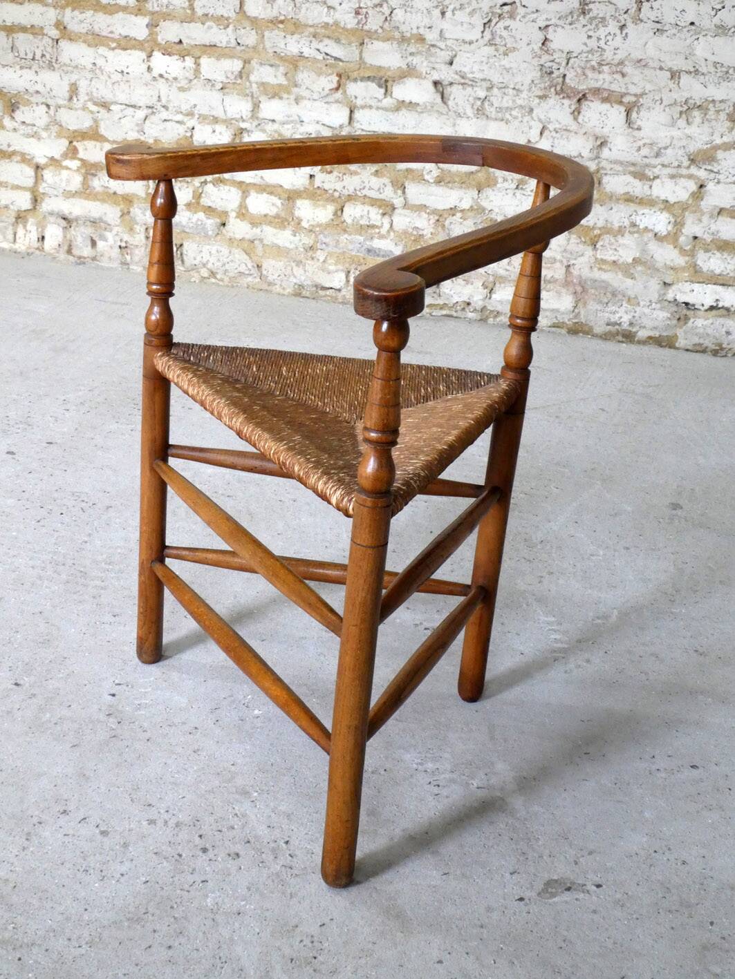 Oak & straw armchair, 1950