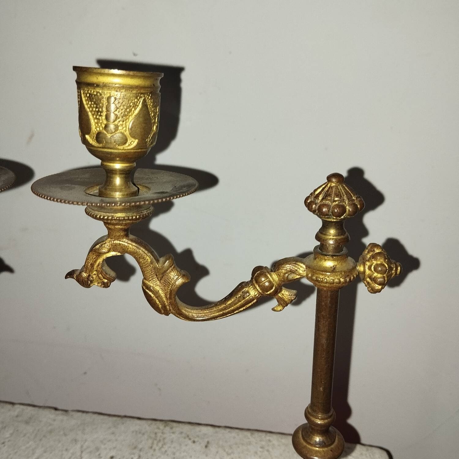 Pair of adjustable gilt bronze candlesticks