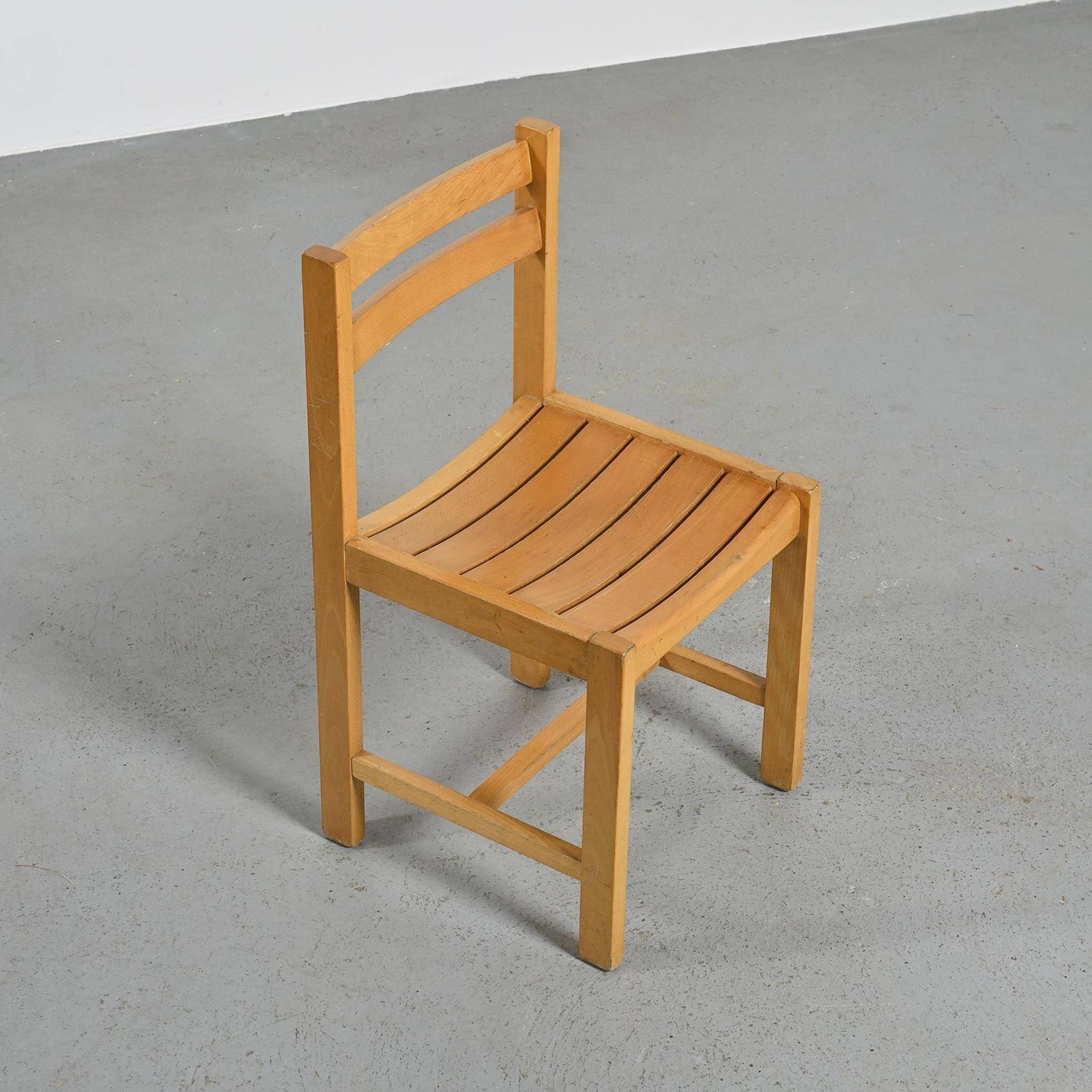 André Sornay, set of six beechwood chairs, France 1960