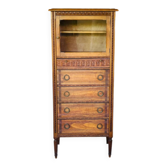 Display cabinet with 5 directoire style drawers