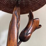 Floral carved wood lamp from the 60s