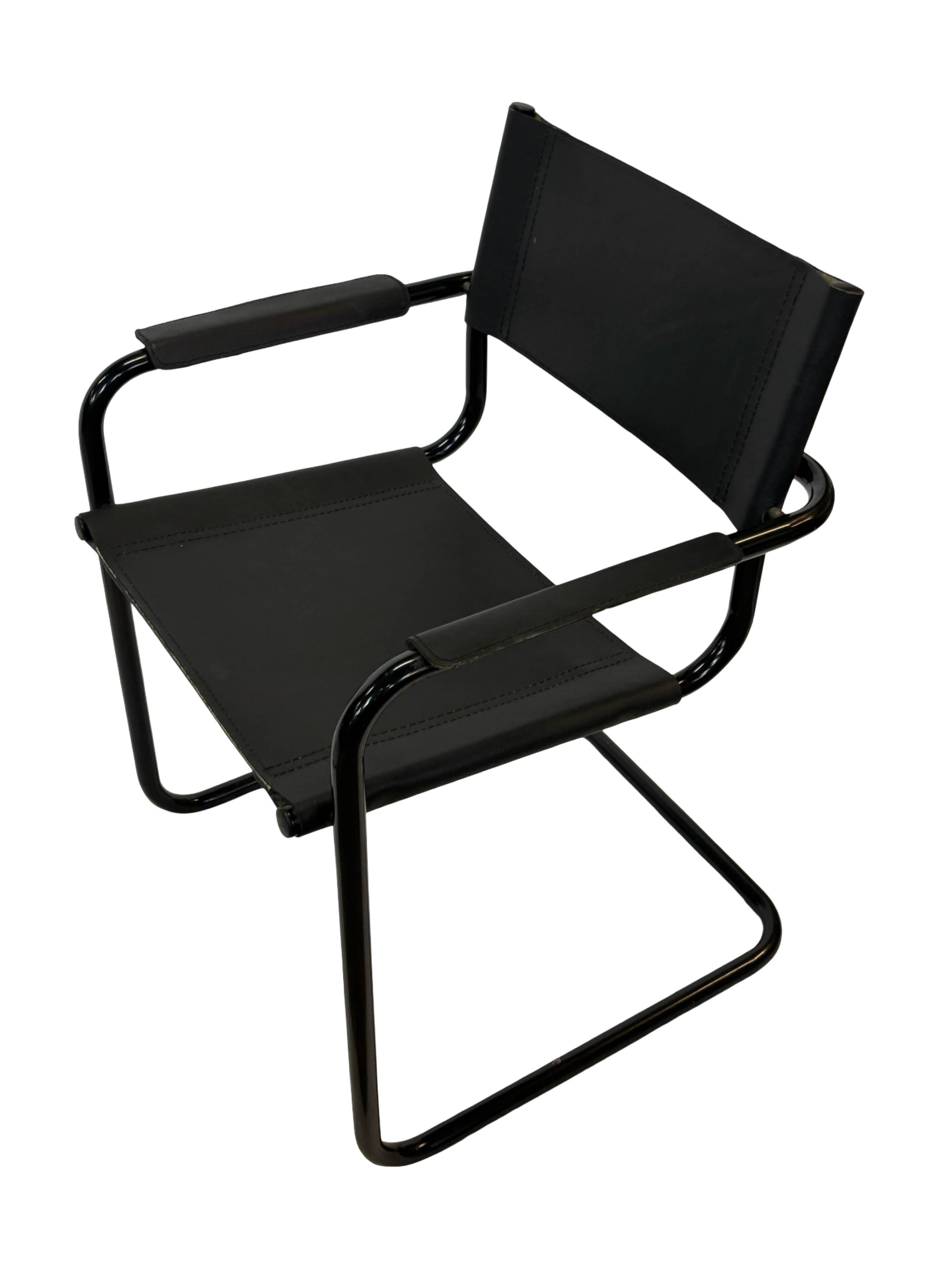 Set of 4 Bauhaus cantilever chairs in black imitation leather design