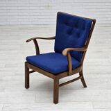 1960s, Danish easy armchair by Fritz Hansen, wool fabric, beech wood.