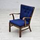 1960s, Danish easy armchair by Fritz Hansen, wool fabric, beech wood.