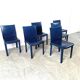 Vintage blue leather dining chairs by Arper Italy, 1980s
