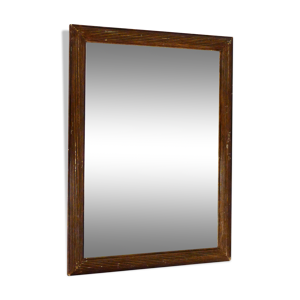 miroir ancien biseauté, cadre marron rainuré