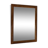 Old bevelled mirror, grooved brown frame