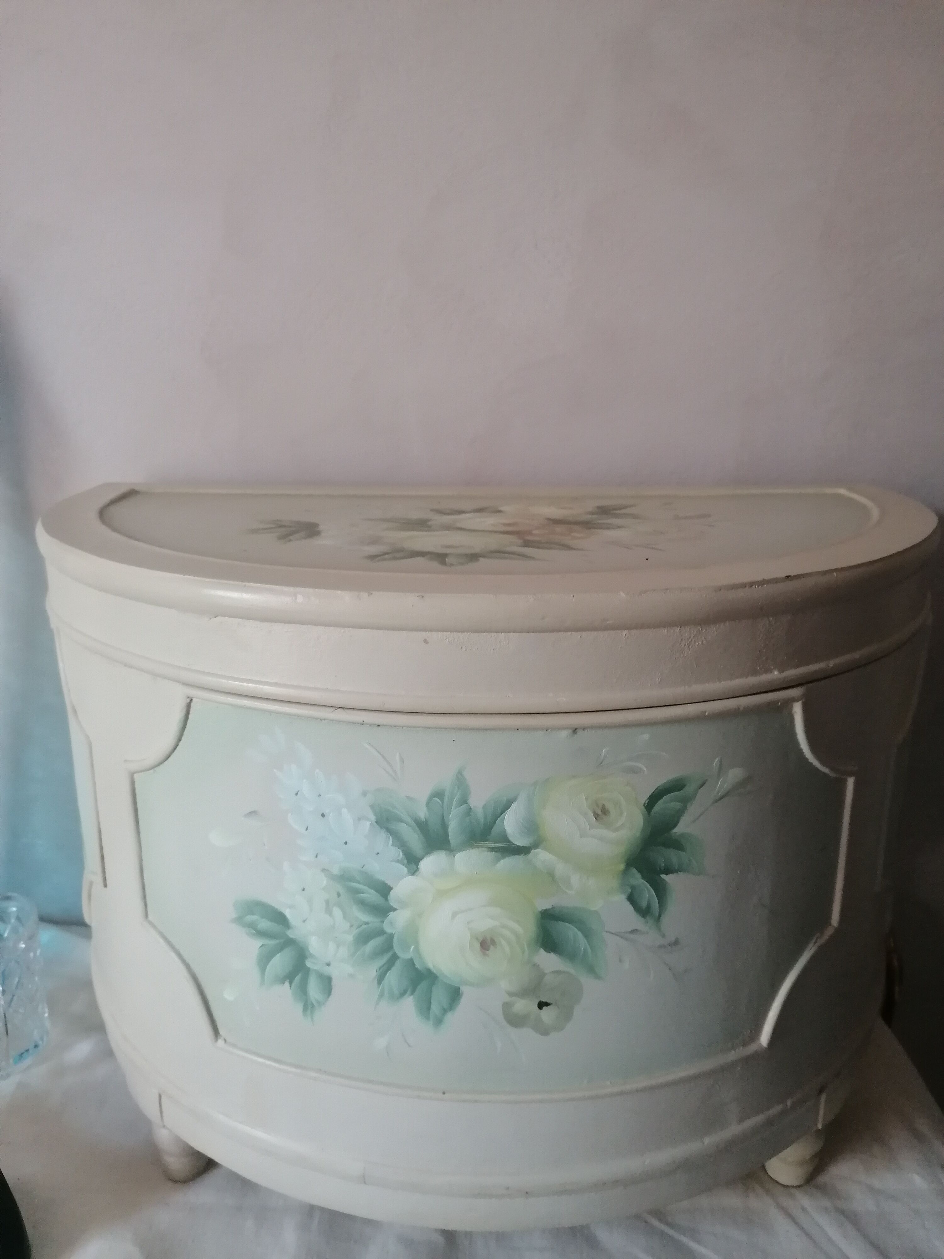 Half-moon box painted wood