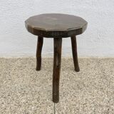 Tabouret tripode en bois massif 1950