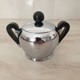 Alessi / Stainless steel and bakelite sugar bowl, "Bombé" collection