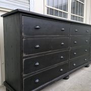 Grande commode vintage en bois, 2,40m, 12 tiroirs