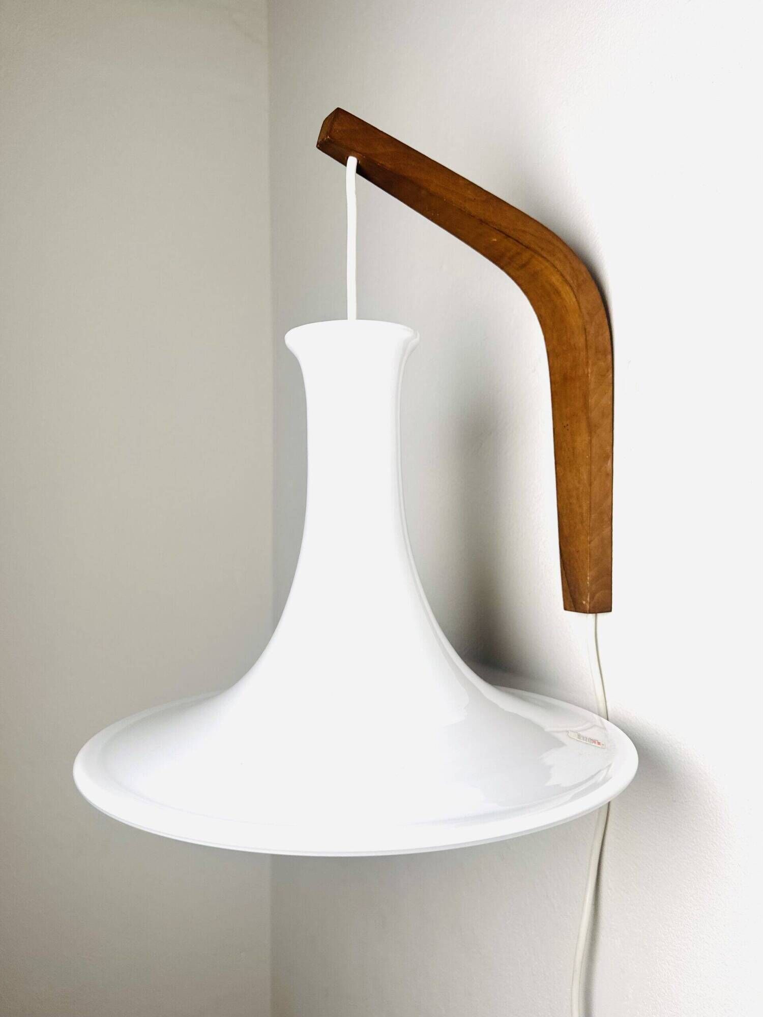 Model 491 Mandarin Wall Light In Milk Glass By Michael Bang For Holmegaard, Denmark 1980S