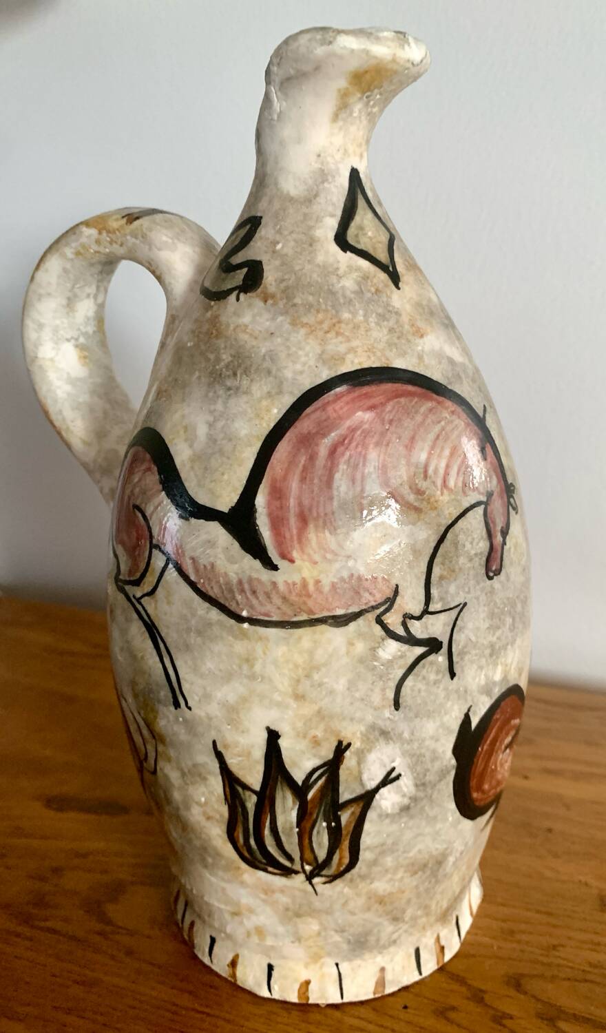Antique stoneware pitcher – animal rock decoration – around 1900 – Puis style