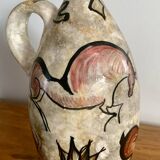 Antique stoneware pitcher – animal rock decoration – around 1900 – Puis style