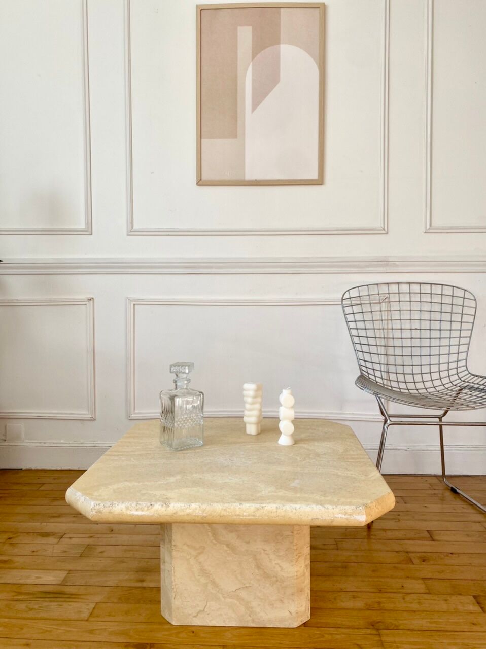 Table basse carrée en travertin 70cm x 70cm