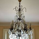 6-light chandelier in bronze and cut crystal from the early 20th century - 1mx50cm